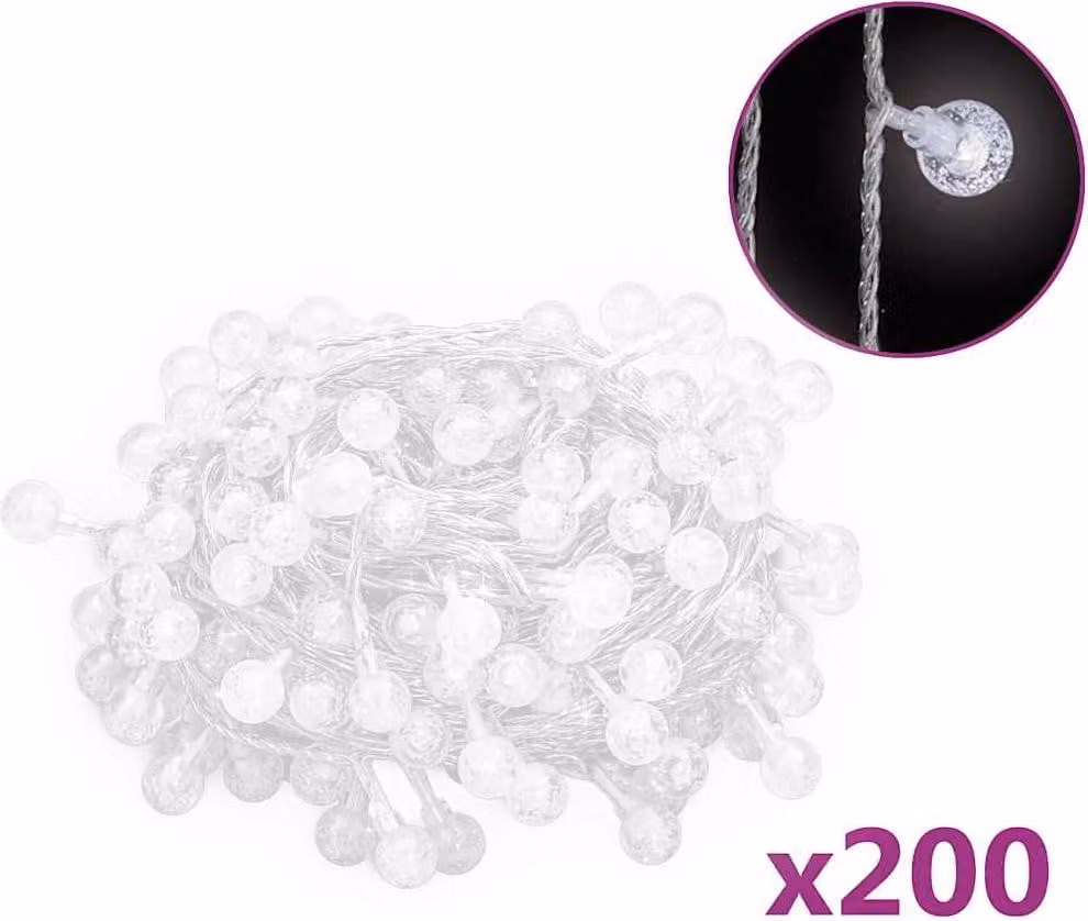 vidaXL Luci di fata 20 m 200 LED bianco freddo 8 funzioni
