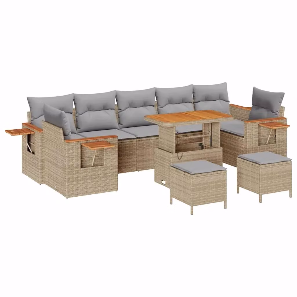 Set Divano da Giardino vidaXL con Cuscini Beige e Grigio in Metallo e Tessuto – 2