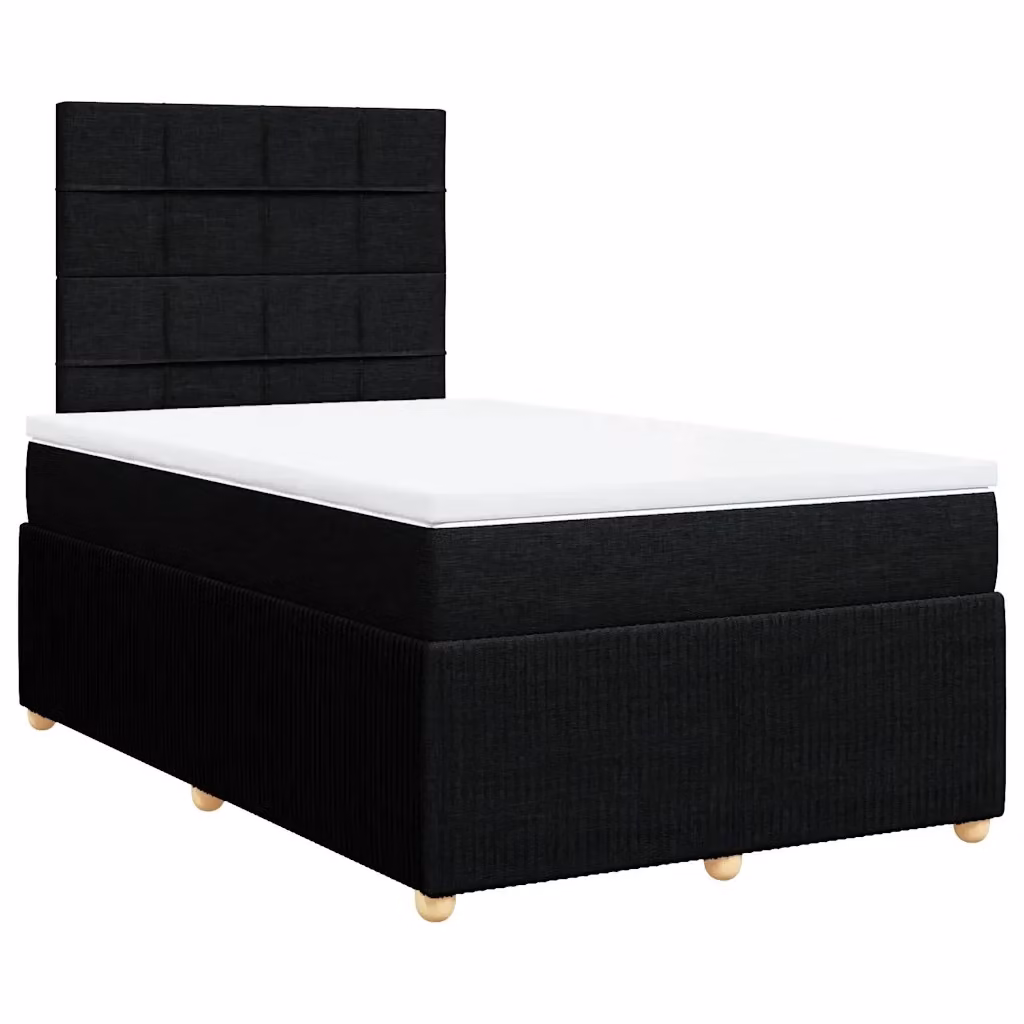 Letto Ibrido vidaXL con Giroletto a Molle e Materasso in Tessuto Nero e Bianco L/P/H: 120 x 190 cm – 2