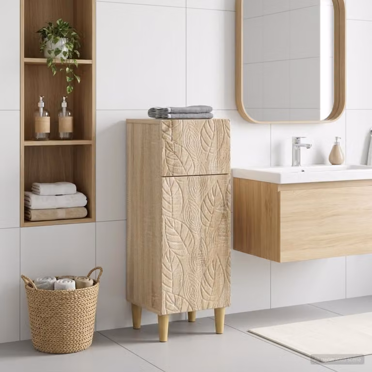 Mobiletto da bagno moderno vidaXL DELFT in Rovere Sonoma, L 30 cm x P 31 cm x H 80 cm