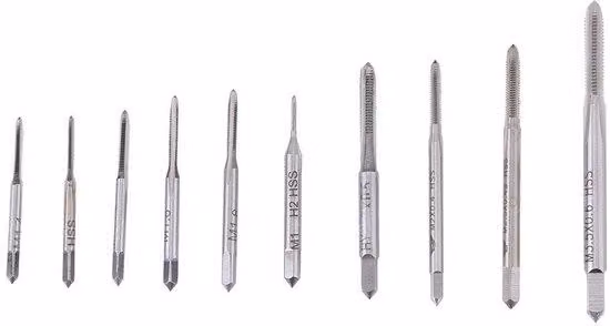 Set di utensili per filettatura a vite, 10 pezzi - da M1 a M3,5 - acciaio ad alta resistenza - filettatrice manuale - set di utensili per filettatura e riparazione - resistente - resistente al calore