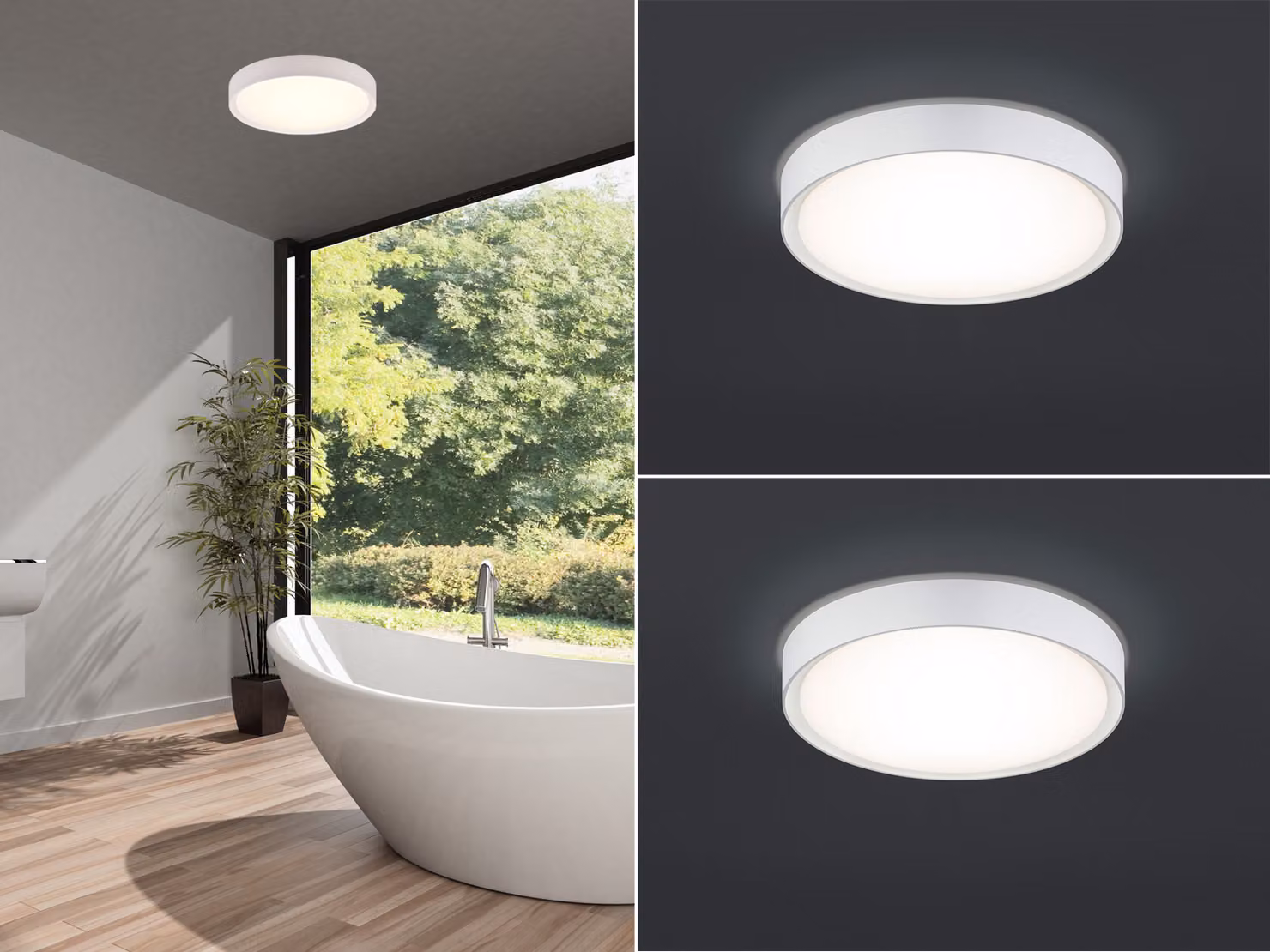 Set di plafoniere a LED bianche Ø33 cm per bagno, bagno degli ospiti e ambienti umidi