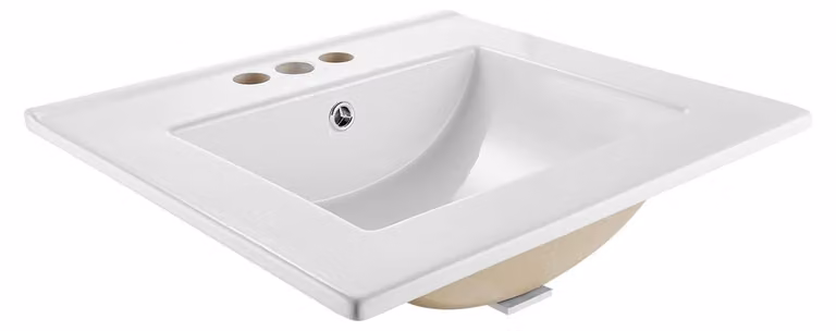 Lavabi in Vetroceramica bianca con troppofilo e 3 rubinetti
