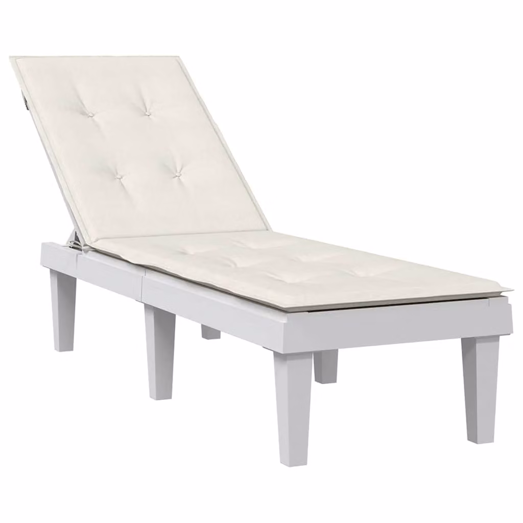 Cuscino per Sdraio vidaXL in Tessuto Beige e Bianco, Resistente ai Raggi UV e Antiscivolo, L/P/H: 180 x 50 x 4 cm