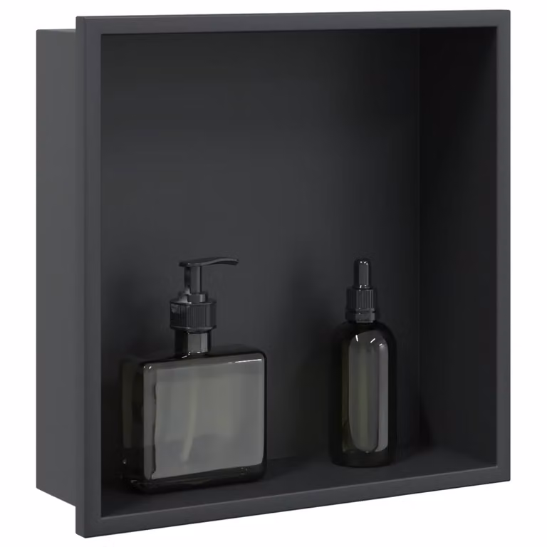 Nicchia per doccia incassata vidaXL in acciaio inox, Nero Opaco, L 32 x P 32 x H 9 cm