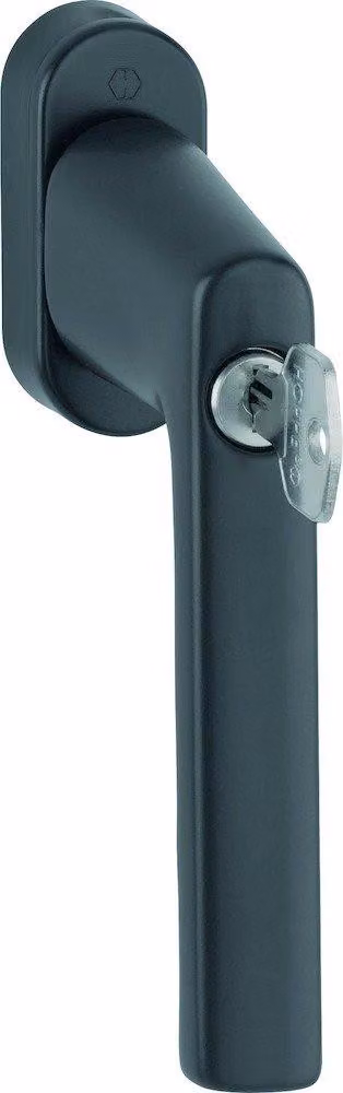Maniglia per finestra Hamburg 0700LS/U26 100NM Alu.F9714M nero ma 32-42mm bloccabile.