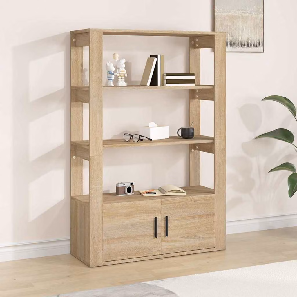 Credenza vidaXL in Legno Multistrato Rovere Sonoma, Colore Marrone, L 80 cm x P 30 cm x H 119,5 cm