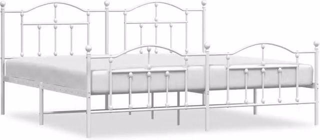 Letto matrimoniale Design In con testiera e pediera in metallo bianco L/P/H: 200 x 200 x 97 cm