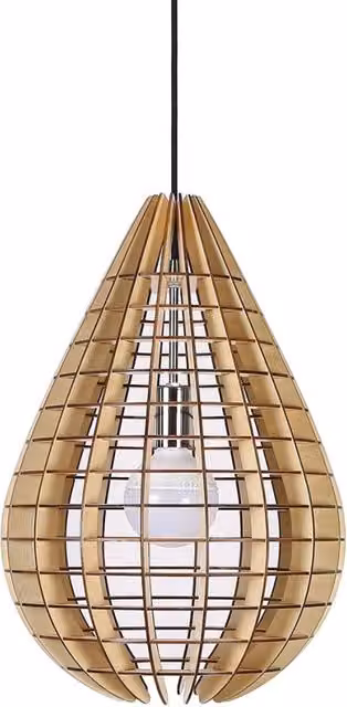 Lampada a sospensione Illumination Vikasa Home in legno e metallo nero