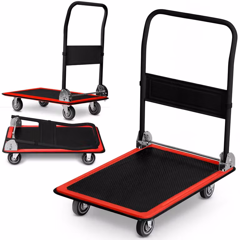 Carrello da trasporto con piattaforma HM-506, nero e rosso