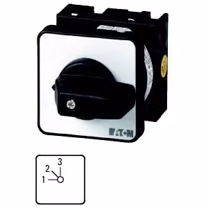 Commutatore sotto carico Eaton, T0, 20 A, da incasso, 2 unità, contatti: 3, 45°, scatto, senza posizione 0, 1-3, avvolgicavo n. 148 011145