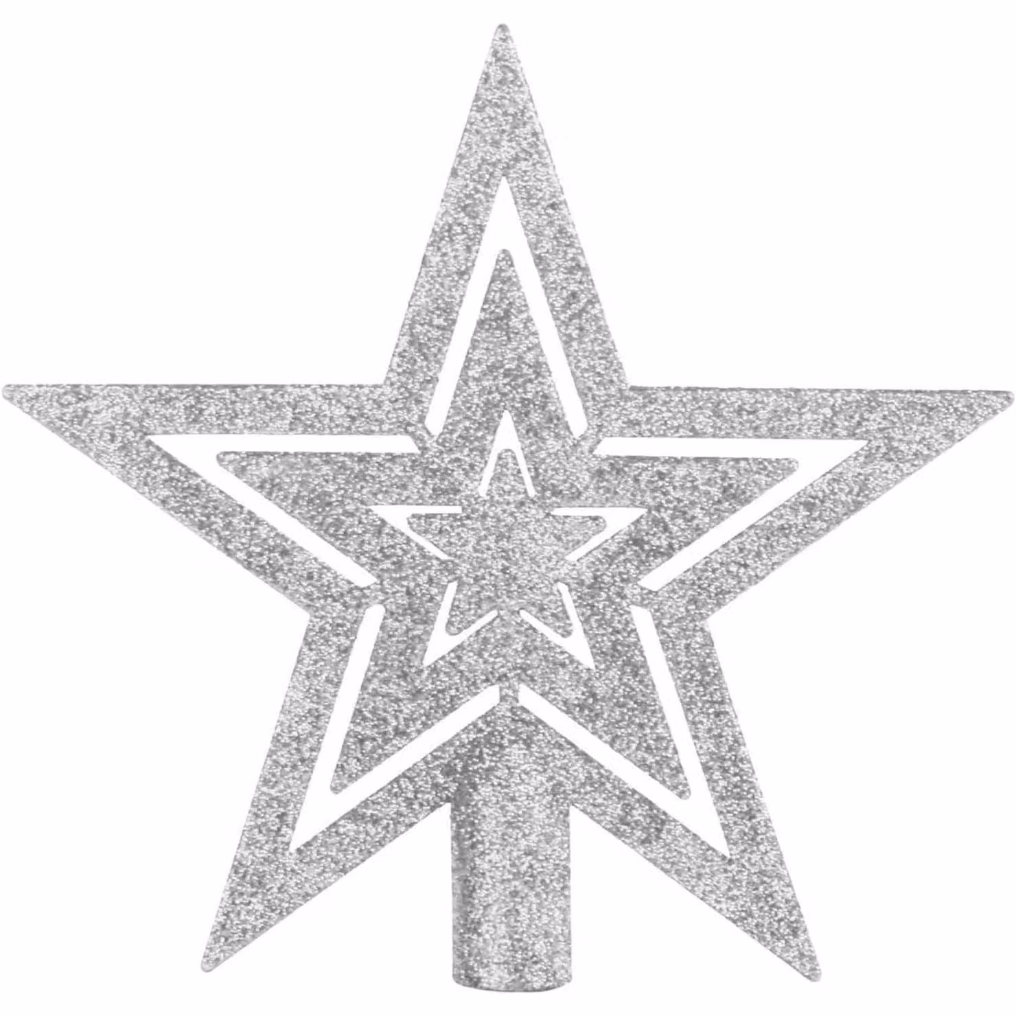 Punta per albero di Natale a forma di stella, argento, scintillante, 17,7 cm
