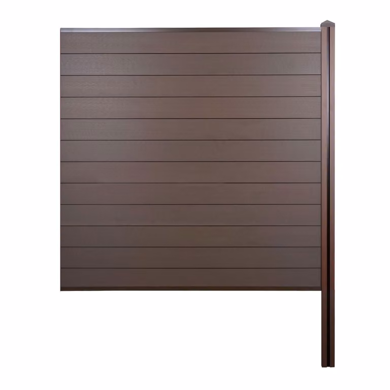 Schermo privacy in WPC Sarthe, recinzione frangivento, palo in WPC da incastrare nel calcestruzzo ~ elemento di prolunga, 188cm marrone