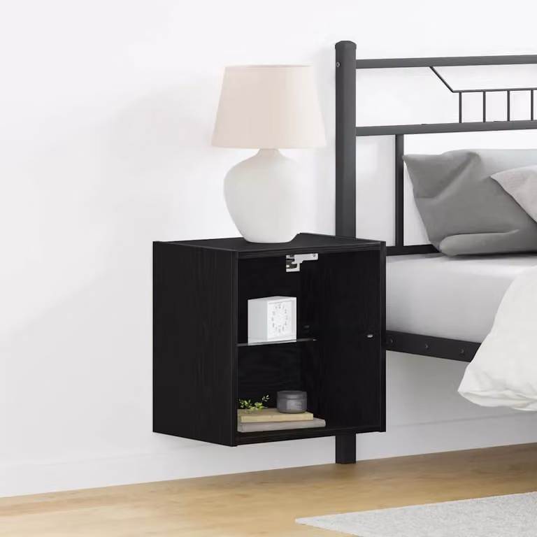 Set di 2 mensole galleggianti vidaXL con luce LED integrata, colore nero opaco, L 40 x P 28,5 x H 40 cm
