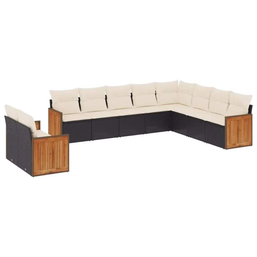 vidaXL Set Divani da Giardino a L in Polyrattan Nero con Cuscini e Rivestimenti Rimovibili – 2