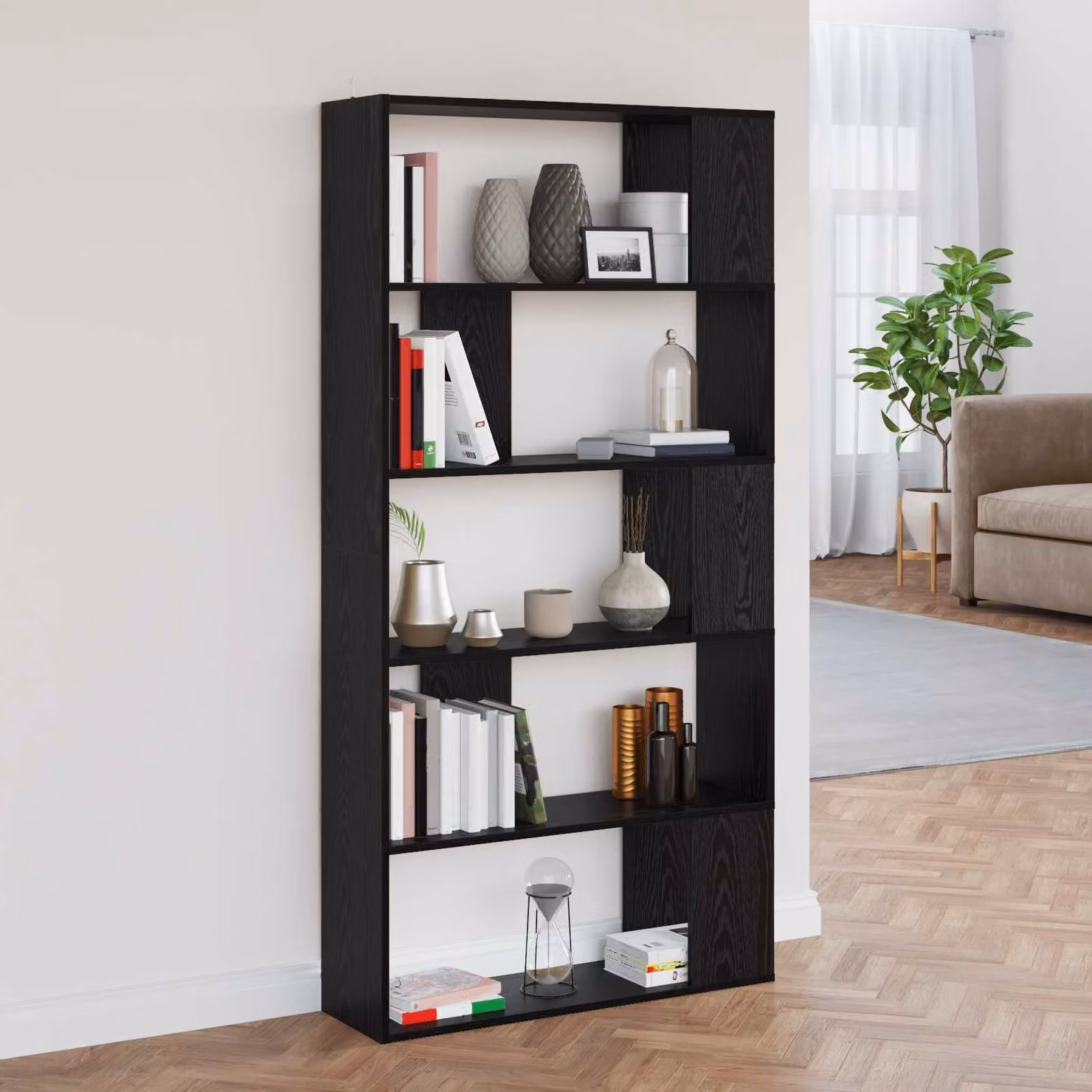 Armadio per libri moderno vidaXL in MDF nero L 80 cm x P 24 cm x H 159 cm