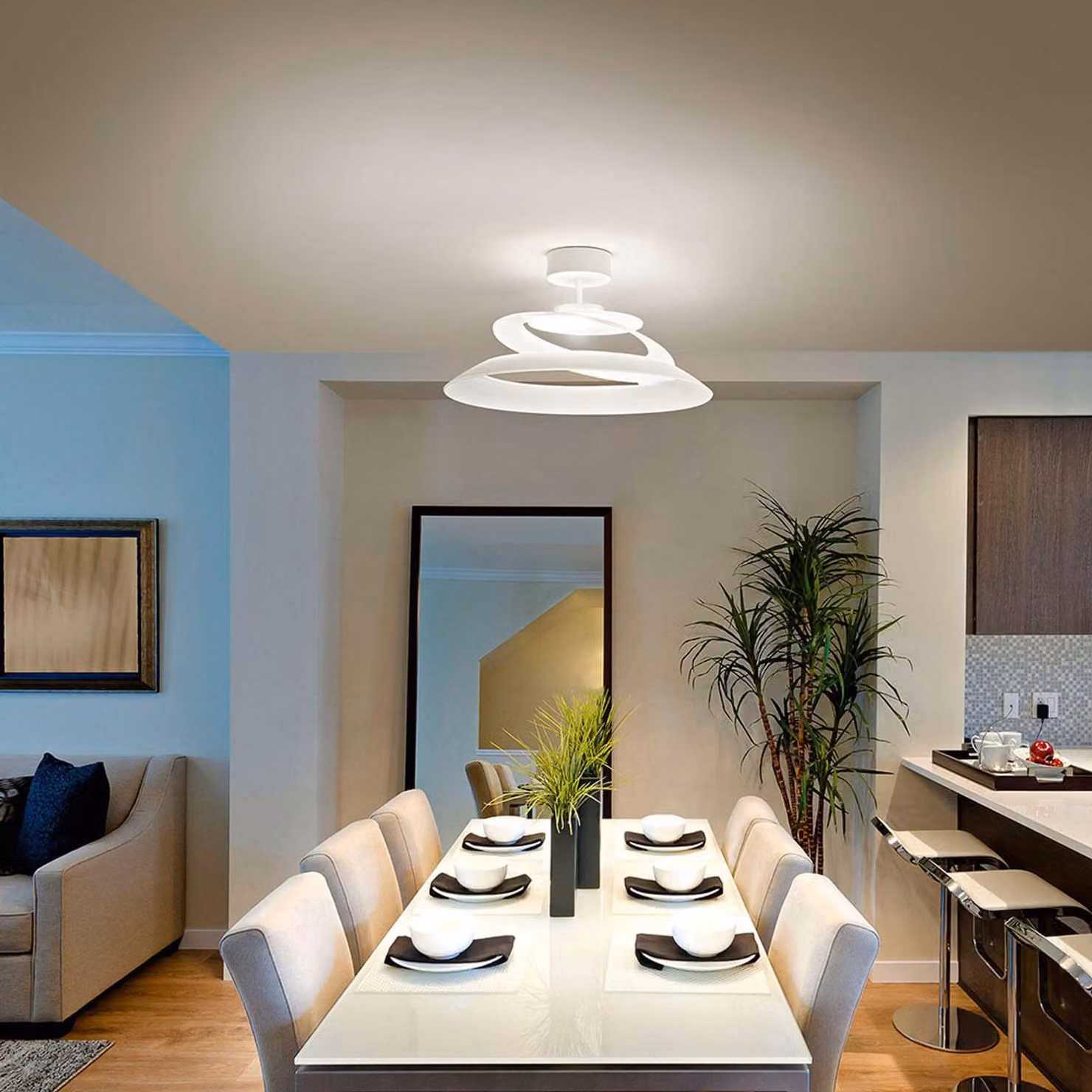 Lampada da soffitto LED Fabas Luce Aragon, vetro bianco