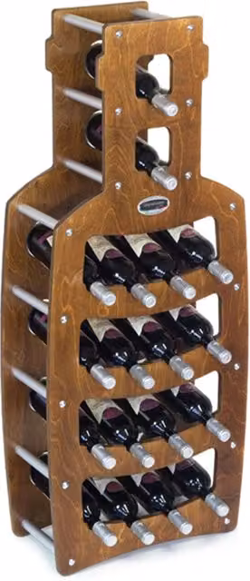 Cantinetta porta bottiglie in legno Original Legno Italia modello Bottiglia per 18 bottiglie, finitura noce, L: 50 cm, P: 25 cm, H: 120 cm
