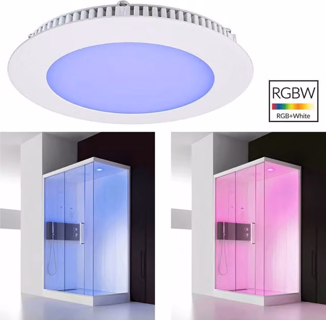 KIT cromoterapia Planetitaly con pannello LED slim da incasso RGBW multicolore da 8W, include alimentatore e telecomando – 1