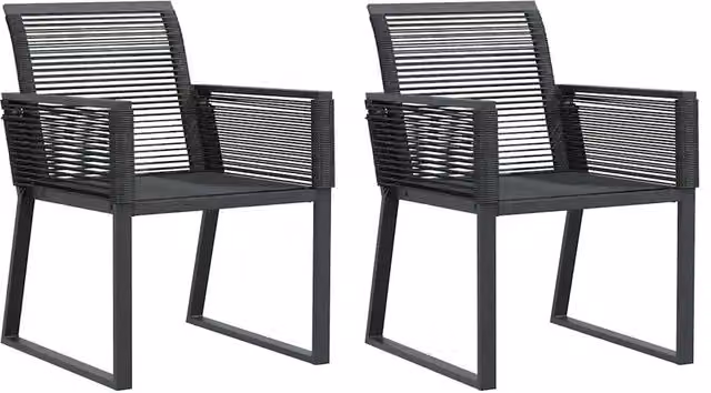 Set di 2 sedie da giardino in polyrattan nero con braccioli e struttura in metallo – 1
