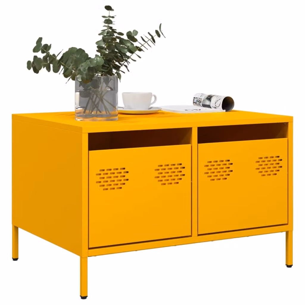 Mobile TV vidaXL in metallo giallo, L 68 cm, P 50 cm, H 43,5 cm