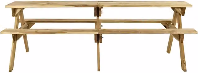 Tavolo da picnic con panche vidaXL in legno di pino trattato, marrone o verde, L: 220 cm, P: 122 cm, H: 72 cm