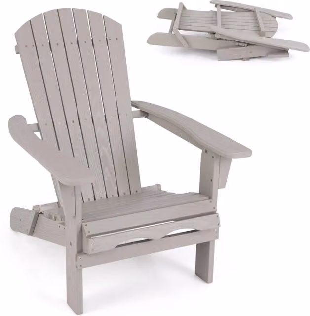 Sedia Adirondack pieghevole Design Mania in legno di abete laccato Grigio per esterno e soggiorno