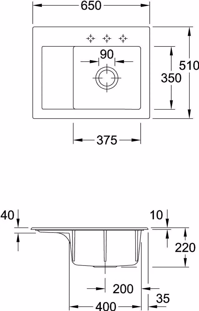 Lavello Villeroy&Boch, lavello Subway 45 Compact Crema 650x510mm, larghezza base 45cm