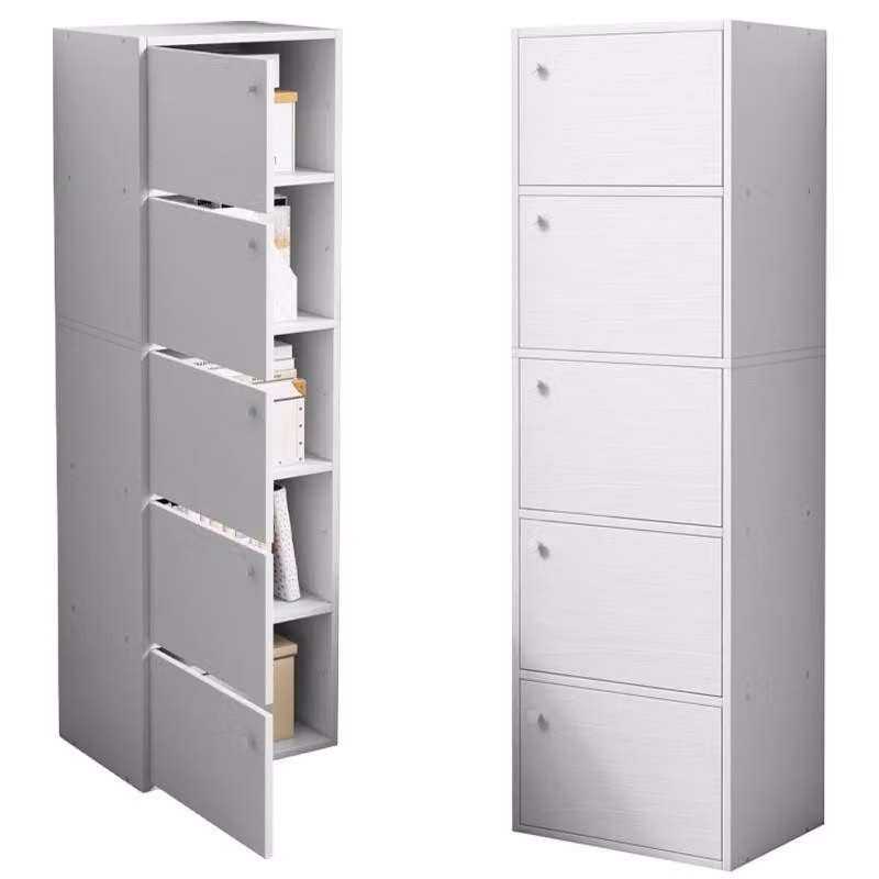 Cassettiera moderna spaziosa con 5 ripiani mobile grande bianco stile scandinavo loft retrò