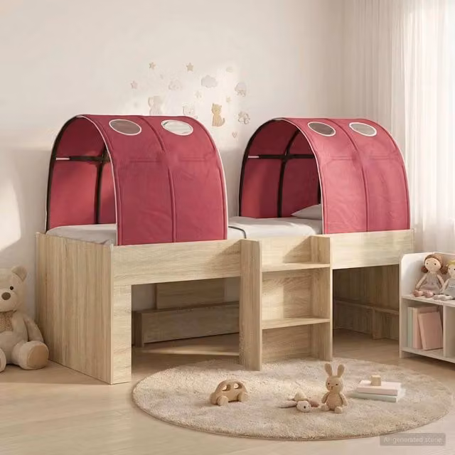Letto con Tunnel 3 pz Rovere Sonoma e Rosso 3423567