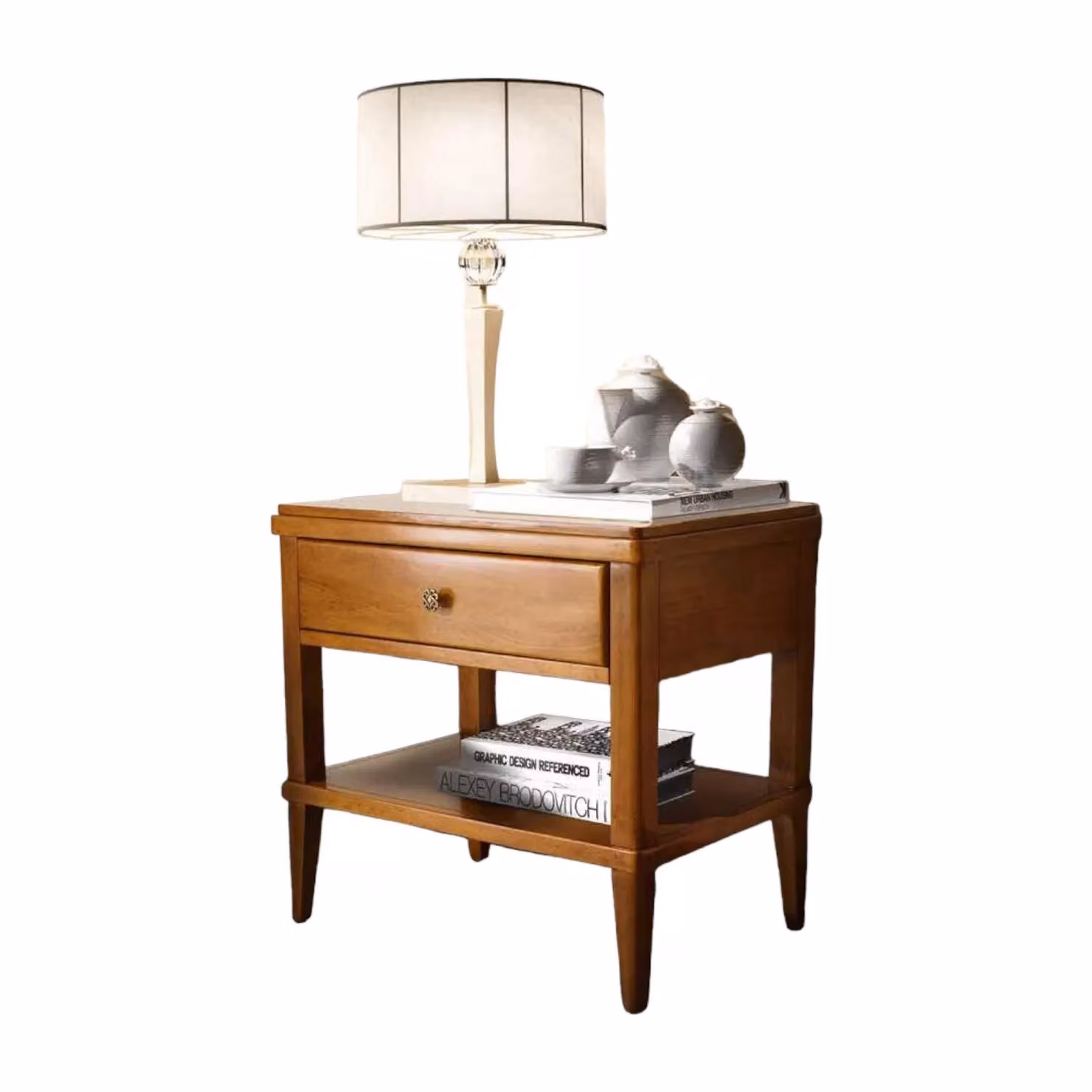 Comodino classico in legno con 1 cassetto Mobili 2G finitura Bassano L: 66 cm, P: 46 cm, H: 65 cm – 2