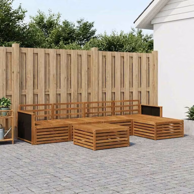 Set di divani da esterno vidaXL 6 pezzi in legno di acacia massello colore marrone naturale per giardino e terrazza