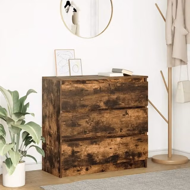 Credenza Buffet Armadio da Cucina Design Mania in Legno Multistrato Rovere Fumo Marrone L: 80 cm, P: 35 cm, H: 76 cm – 1