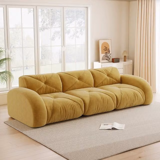 Sofa modulare extra grande a tre posti - Zephmum - Tessuto Chenille comodo, design antiscivolo, nessun montaggio, giallo
