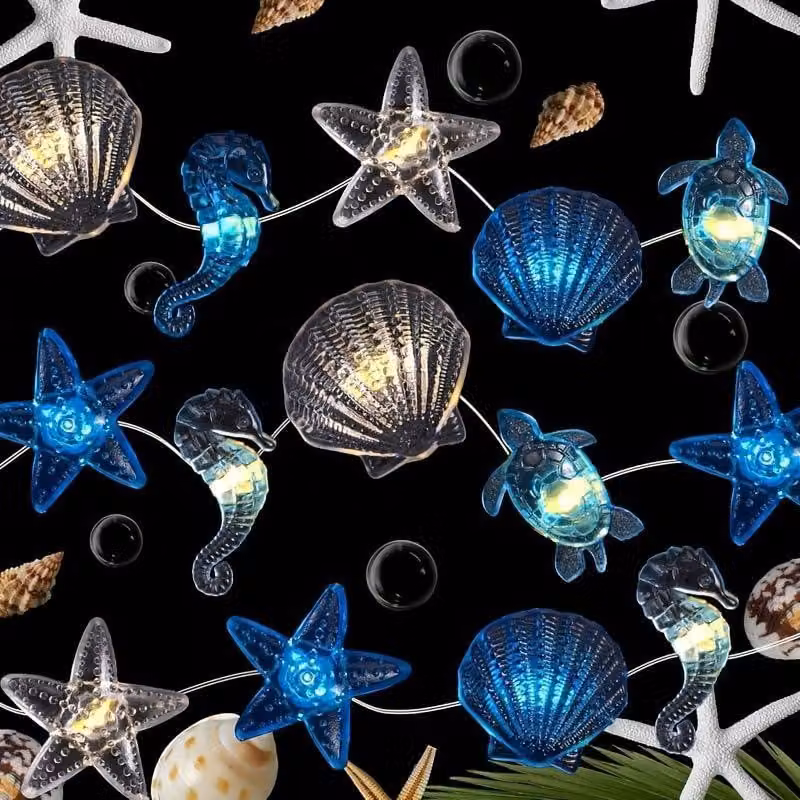 Catena luminosa a tema marino, 2 metri, 20 LED, alimentata a batteria