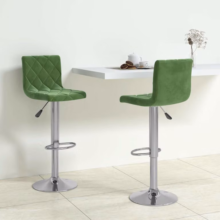 Set di 2 sgabelli da bar vidaXL in velluto verde scuro con seduta girevole a 360 gradi