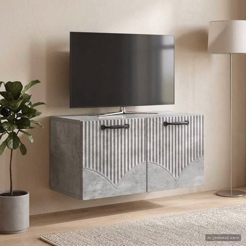 Mobile Porta TV da Muro vidaXL Moderno Grigio con Effetto Legno L: 59,5 cm, P: 31 cm, H: 30 cm