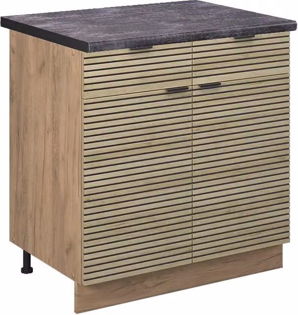 Mobiletto base per cucina Fame-Line Pannello in quercia/Rovere dorato 80 cm, PL Antracite Vicco