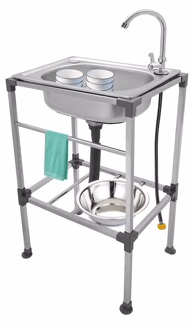 Lavello da cucina in acciaio inossidabile autoportante con mobile sottolavello - 48 x 35 x 83 cm