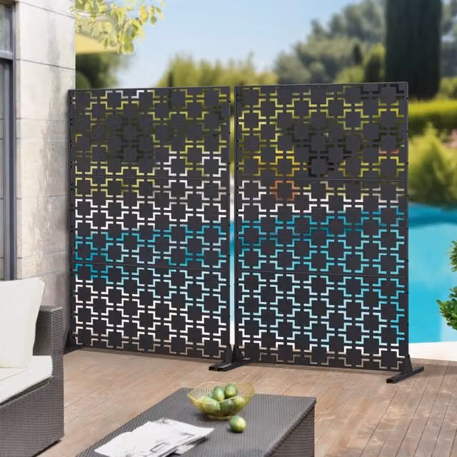 Pannello Divisorio Basciano casa.pro in Acciaio Traforato Nero L: 120 cm, H: 180 cm