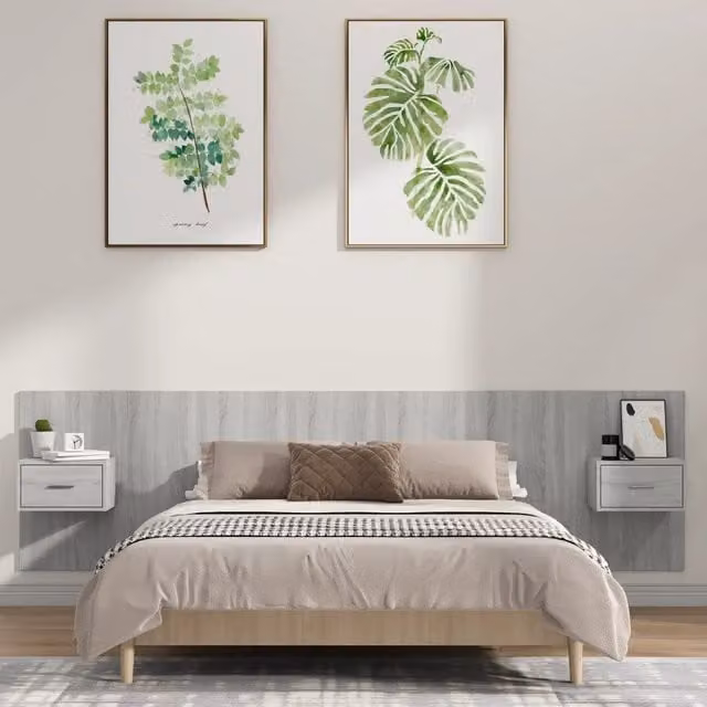 Testiera Letto con Comodini Integrati vidaXL in Legno Multistrato Grigio – 1