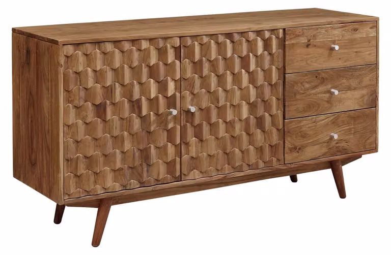 MASSIVMOEBEL24 | credenza in legno di Acacia 145x42x75 Acacia naturale laccato MOSAYK #106