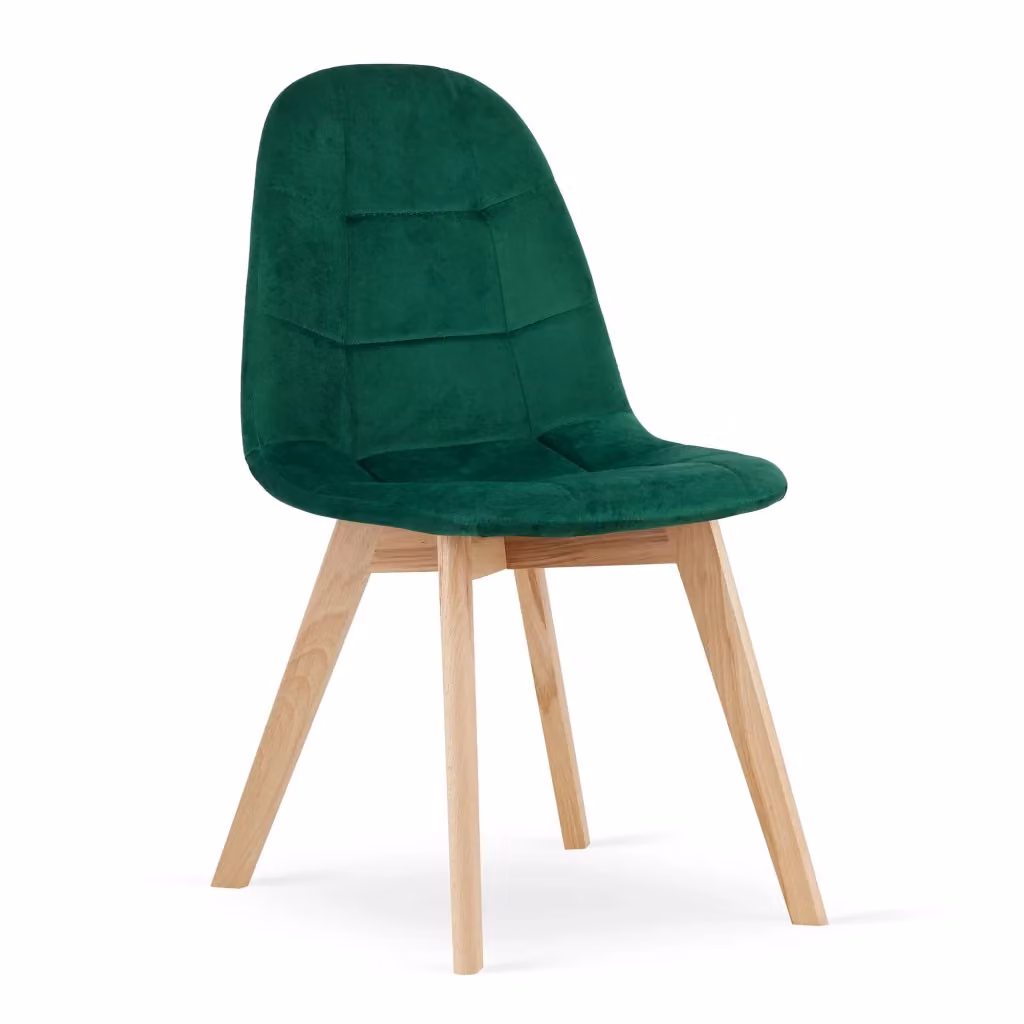 Set di 3 sedie Valora NUUC in velluto verde scuro con design ergonomico e struttura in legno di faggio, L: 44 cm, P: 54 cm, H: 81,5 cm – 2