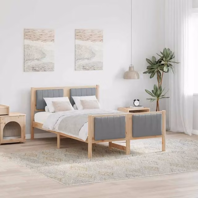 Struttura del letto-Giroletto Marrone e grigio chiaro 120 x 200 cm 942247