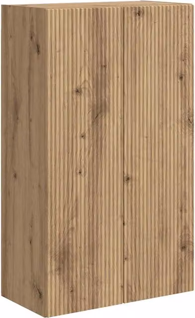 Mobile TV da parete rettangolare moderno con pratico spazio di archiviazione 59,5 x 31 x 100 cm in legno rovere artigianale 02_0055047