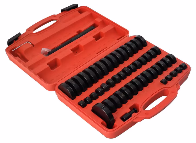Set di 52 pezzi per l'estrazione di cuscinetti e boccole - Attrezzi per il montaggio di anelli di tenuta e cuscinetti - 18–65 mm - universale - Set di attrezzi per la riparazione di autoveicoli
