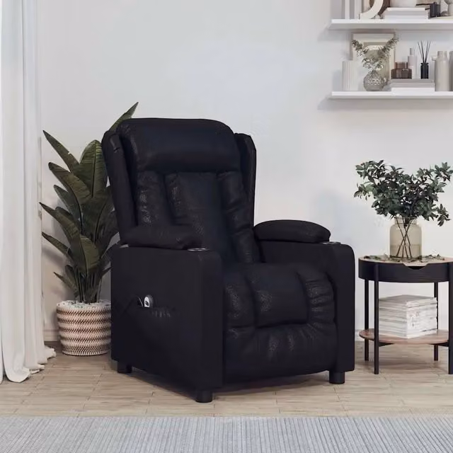 Divano Sedia-Poltrona Reclinabile Elettrica Nera in Similpelle 456412