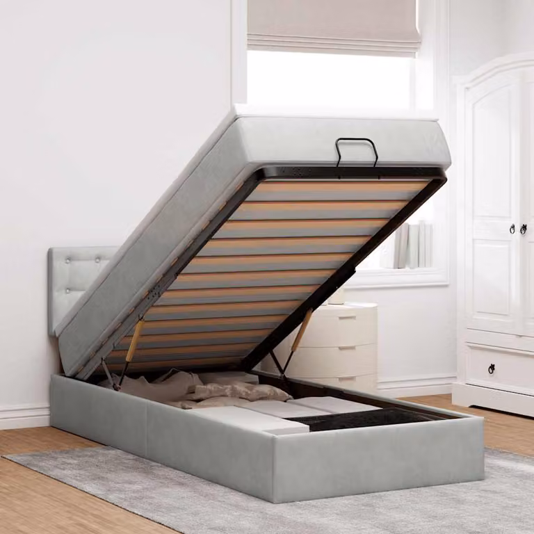 vidaXL Struttura Letto con Materasso e Base a Sollevamento in Velluto, L: 80 cm, P: 200 cm, H: 140 cm