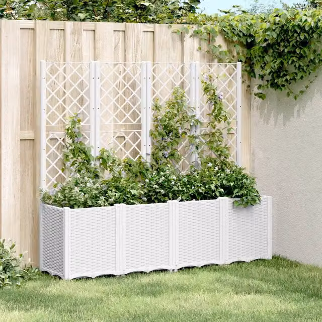 Fioriera da giardino con traliccio vidaXL in plastica bianca L 160 cm x P 40 cm x H 140 cm – 1