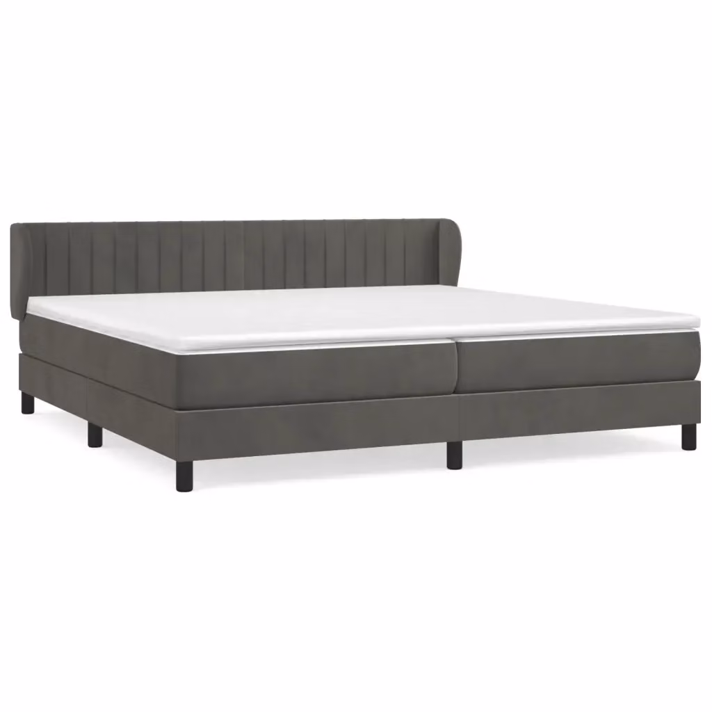 Letto a molle con materasso ibrido vidaXL in velluto grigio e bianco L/P: 200 x 200 cm – 2